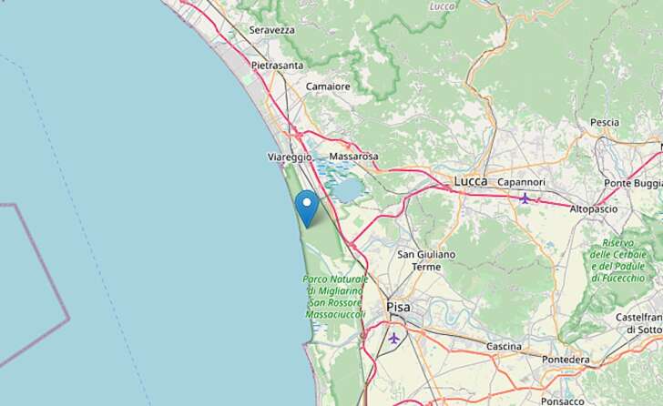 Terremoto nella notte da 3.8 nella zona di Viareggio