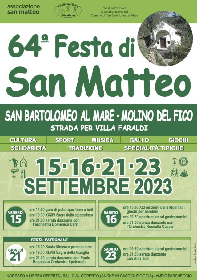 Festa di San Matteo S.Bartolomeo al Mare in località Molino del Fico