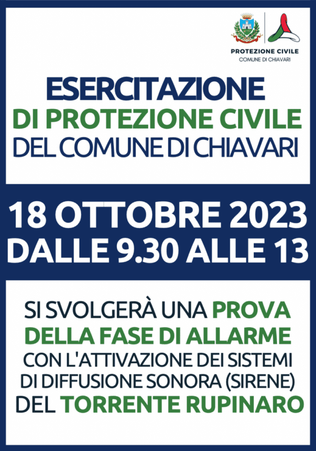 A Chiavari mercoledì 18 nuova esercitazione di Protezione Civile