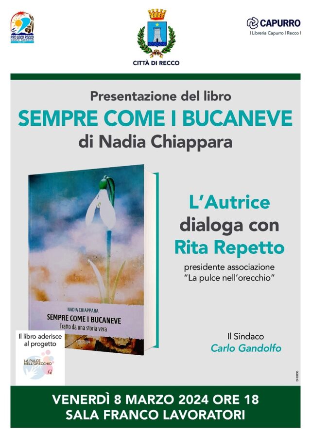 Recco celebra la Giornata della Donna con la presentazione del libro “Sempre come i bucaneve”