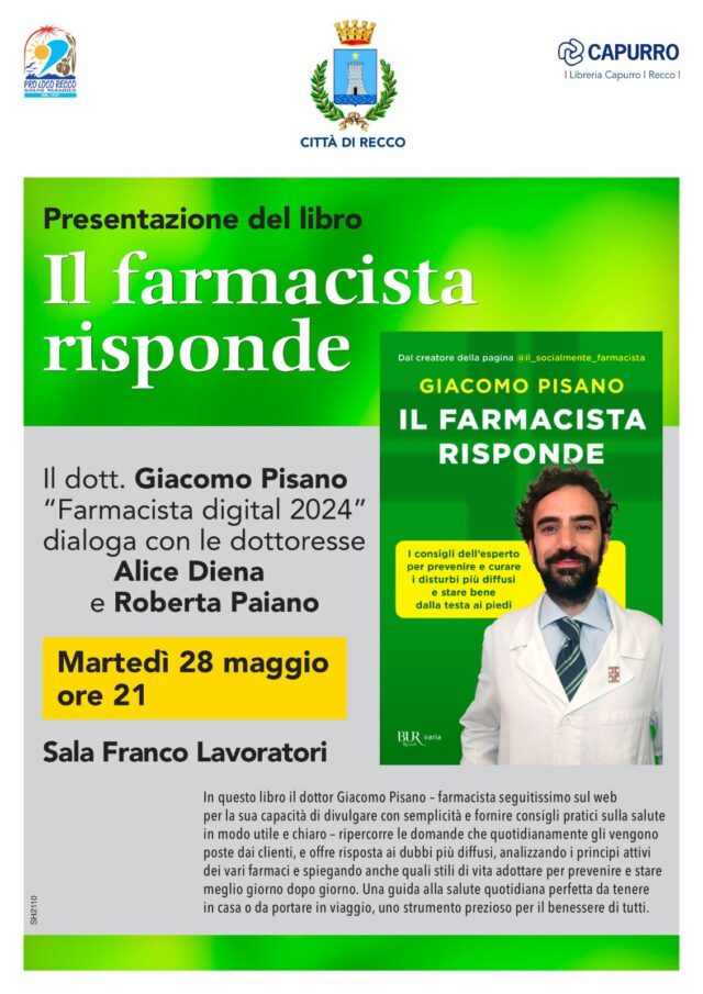 Recco, G. Pisano, farmacista star di Instagram, presenta il suo libro