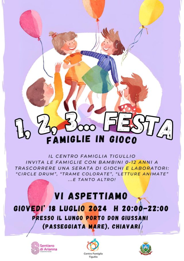 1,2,3.. Festa! La serata organizzata dal Centro Famiglia Tigullio