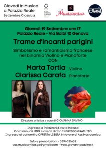 Giovedì 19 settembre-Concerto per violino e pianoforte-Locandina