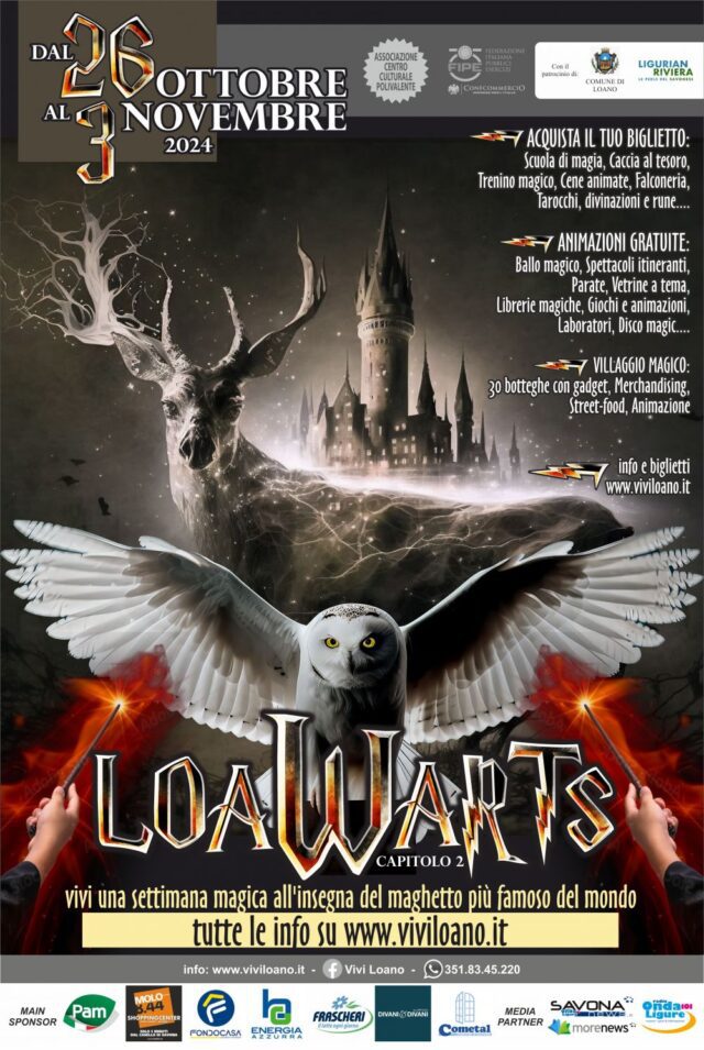 Lezioni di magia, spettacoli e cene a tema con “Loawarts” Loano