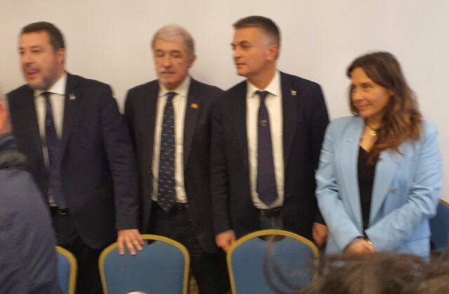 I ministri della Lega ieri a Genova