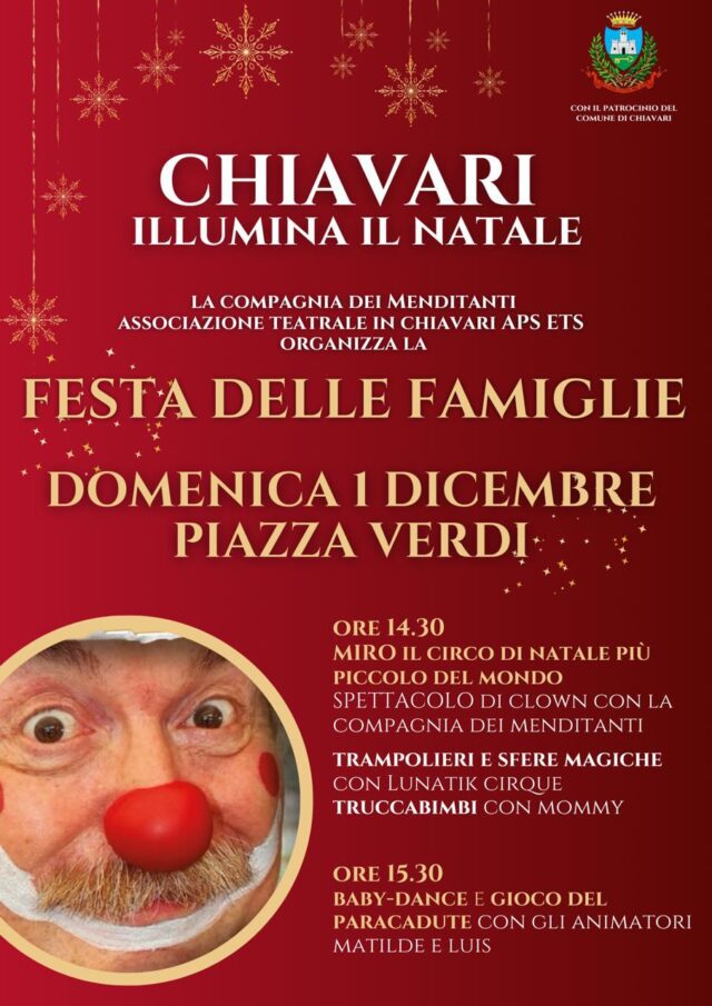 Domenica 1, Chiavari inaugura le festività natalizie con una giornata speciale ricca di appuntamenti per grandi e piccini