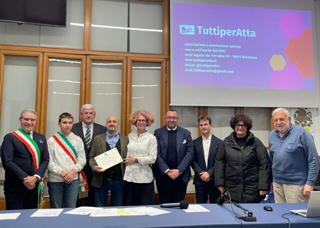 Recco, premio Recco Città della Vita al gruppo Tutti per Atta