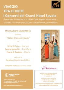 Italian Women in Music-Locandina concerto del 2 febbraio 2025 al Grand Hotel Savoia di Genova