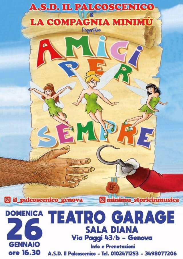 Domenica (16.30) al Teatro Garage Amici per sempre, spettacolo per i bambini